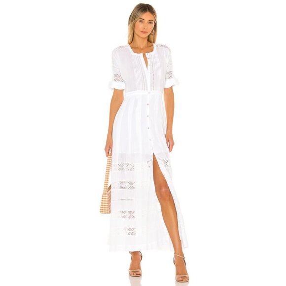 NWT LoveShackFancy Edie White Maxi Cotton Dress W/ Embroidery Lace Trims - Picture 1 of 12